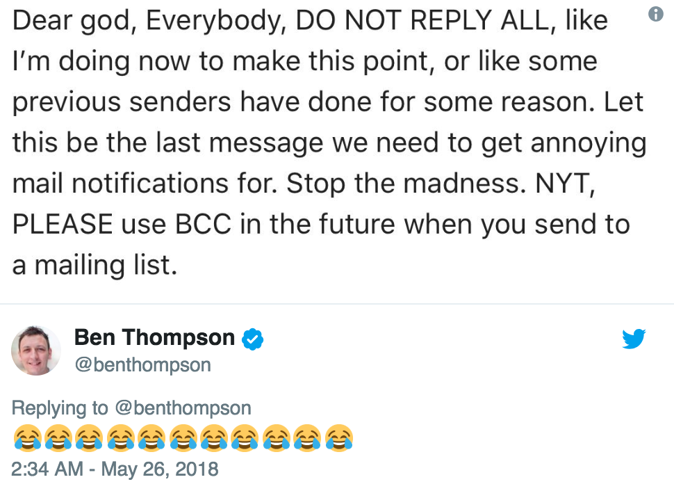 Tweet by Ben Thompson