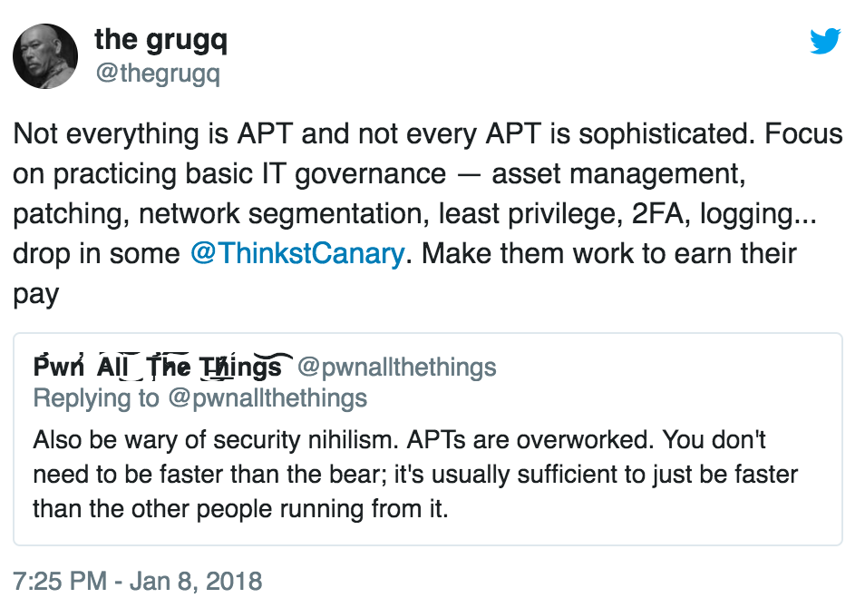 Tweet by the grugq