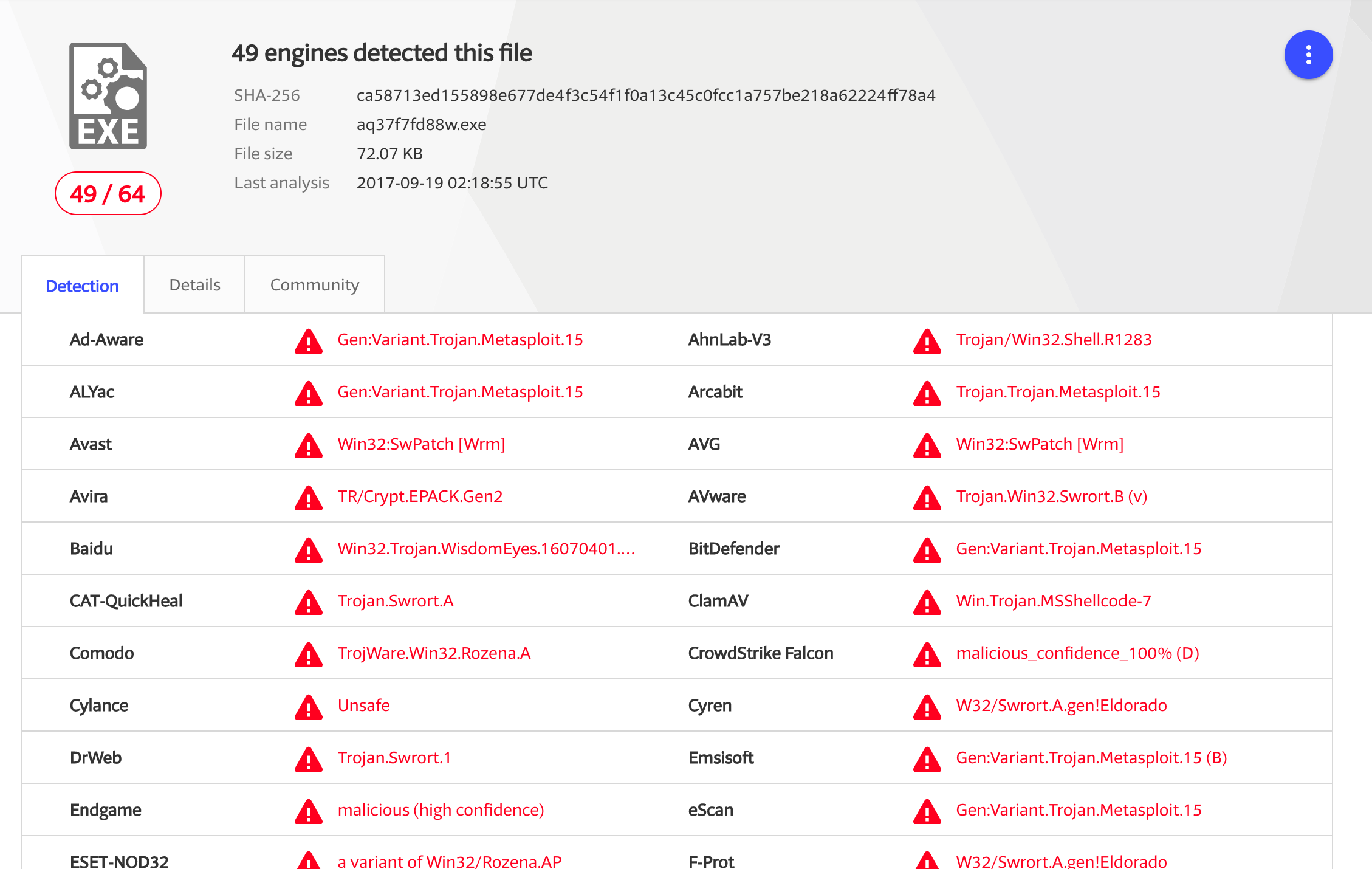 Raw Meterpreter executable